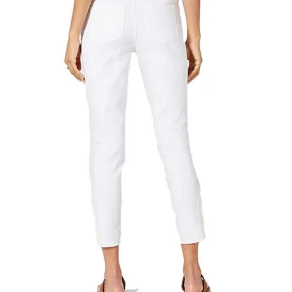 Style & Co Skinny Ankle Pant Crochet Detail Split Hem White Jeans 10P Petite 10 - Picture 12 of 16